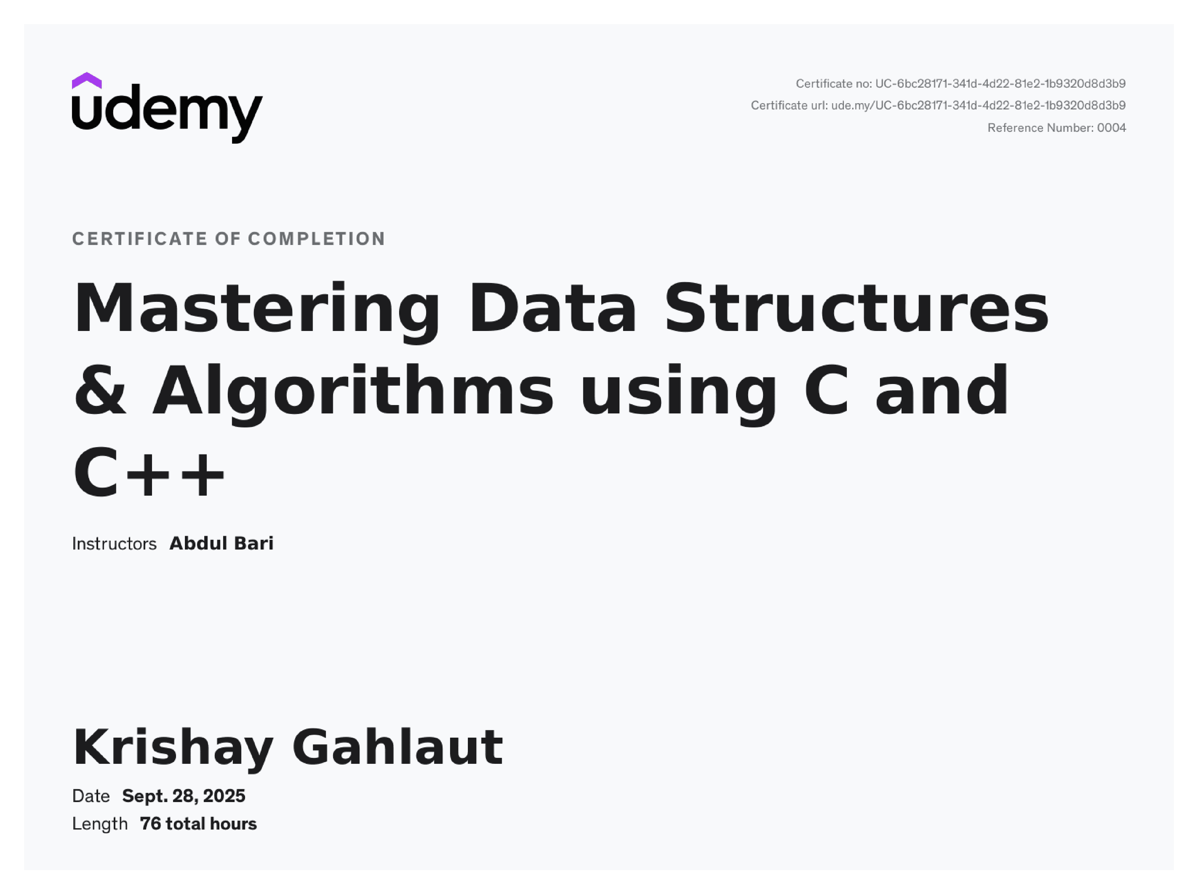 Mastering Data Structures & Algorithms – Udemy