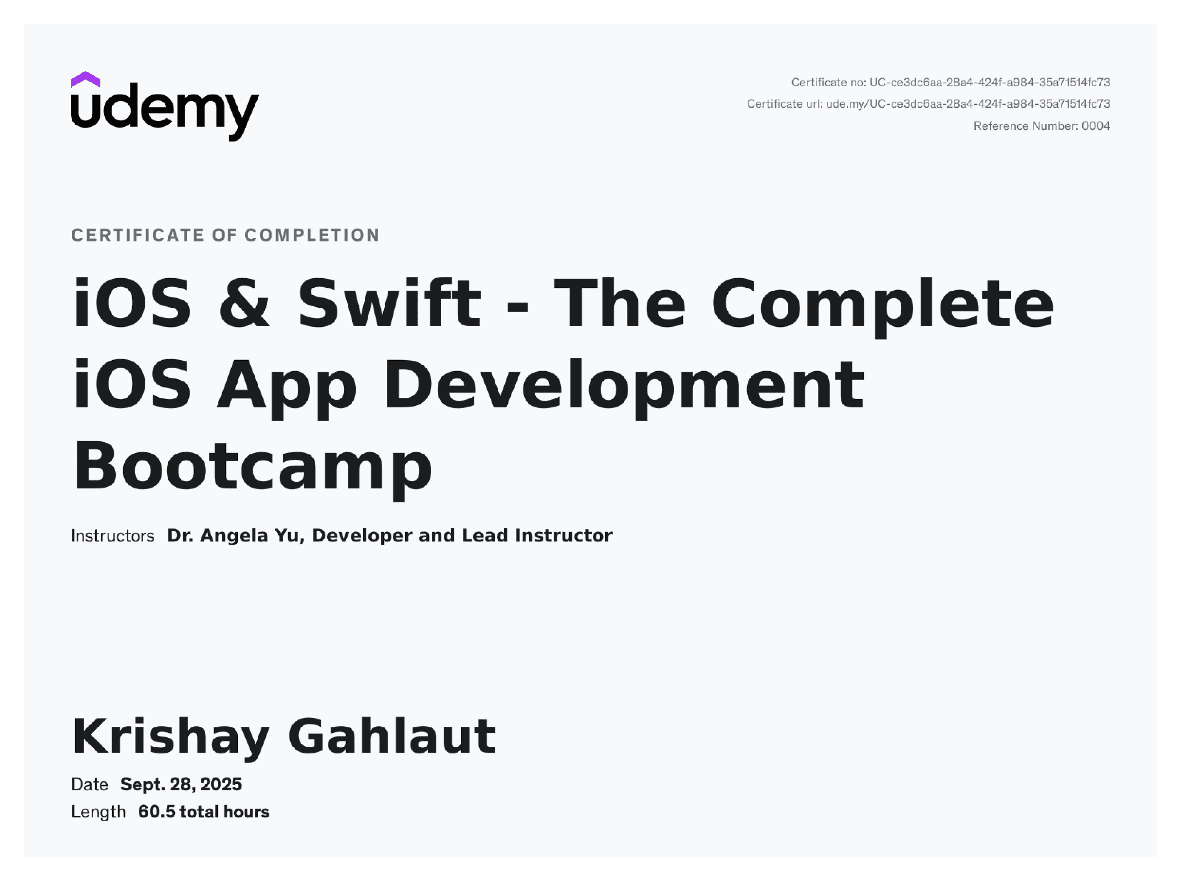 iOS & Swift Bootcamp – Udemy