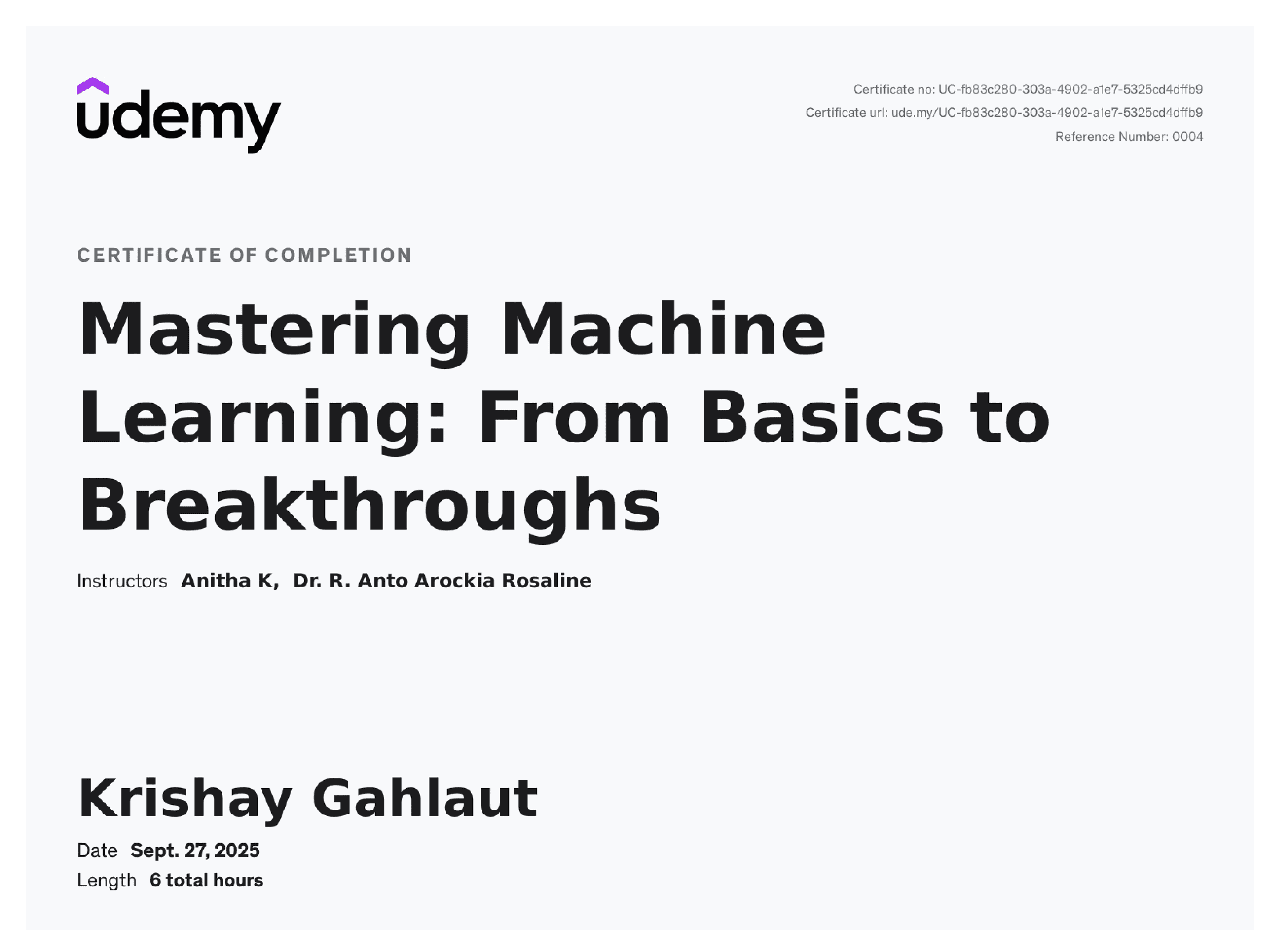 Mastering Machine Learning – Udemy